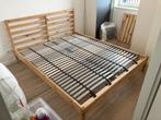Grenen Ikea bed TARVA 160x200 cm, incl. LÖNSET lattenbodems, Ophalen, Bruin, Tweepersoons, Scandinavisch