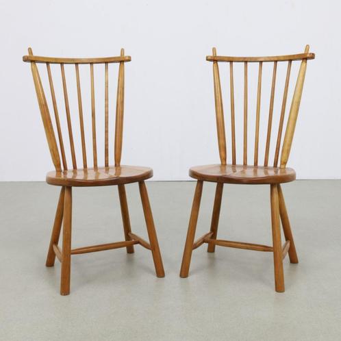 2x Spijlenstoel De Ster geldermalsen (setprijs), Huis en Inrichting, Stoelen, Gebruikt, Twee, Hout, Bruin, Ophalen