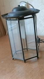 Koperen hanglamp met geslepen glaasjes, Huis en Inrichting, Lampen | Hanglampen, Gebruikt, Vintage, Ophalen of Verzenden, Glas