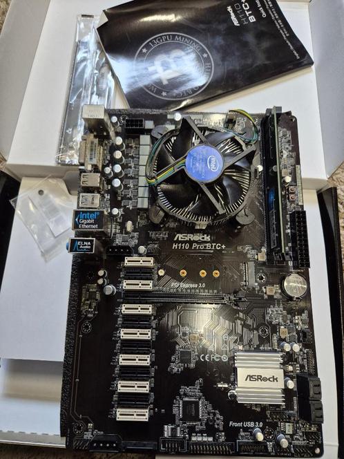 Asrock H110 Pro BTC + CPU & 4GB ram, Computers en Software, Moederborden, Zo goed als nieuw, Intel, DDR4, Ophalen of Verzenden