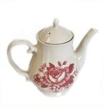 Vintage theepot claytan porselein met bloemen / roos, Overige typen, Porselein, Verzenden