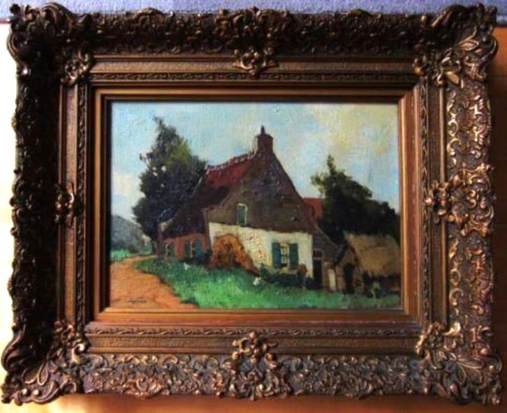 == Joop Kropff 1893-1979 ==boerderijtje ==, Antiek en Kunst, Kunst | Schilderijen | Klassiek, Ophalen of Verzenden
