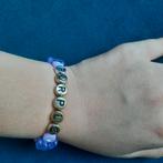 Paarse kralen armband met letters, Paars, Kunststof of Plastic, Ophalen of Verzenden, Zo goed als nieuw