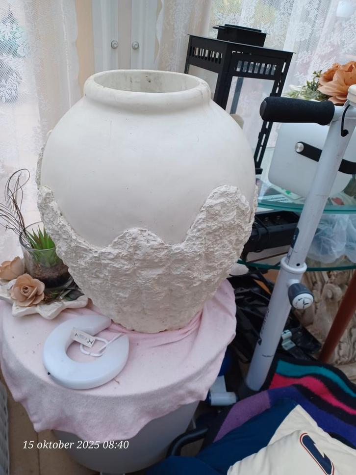 Grote fossielstenen vaas/bloempot 35€, Huis en Inrichting, Woonaccessoires | Vazen, Zo goed als nieuw, Overige kleuren, Minder dan 50 cm