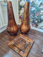 Luxe Vazen met Katjes takken en Schaal - Bruin/Goud, Ophalen, Overige materialen, Overige kleuren, 50 tot 75 cm