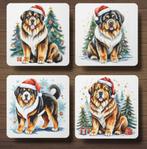 Tibetaanse Mastiff Kerst onderzetters met houder, Verzenden, Nieuw, Glas of Kopje