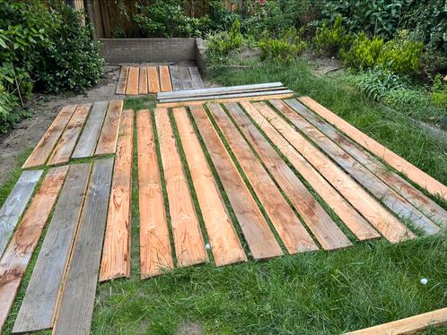 Zweeds rabat douglas veranda, Tuin en Terras, Palen, Balken en Planken, Gebruikt, Planken, 250 cm of meer, Ophalen