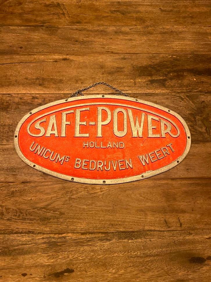 Vintage Safe-Power weert Reclamebord, Verzamelen, Merken en Reclamevoorwerpen, Gebruikt, Ophalen of Verzenden