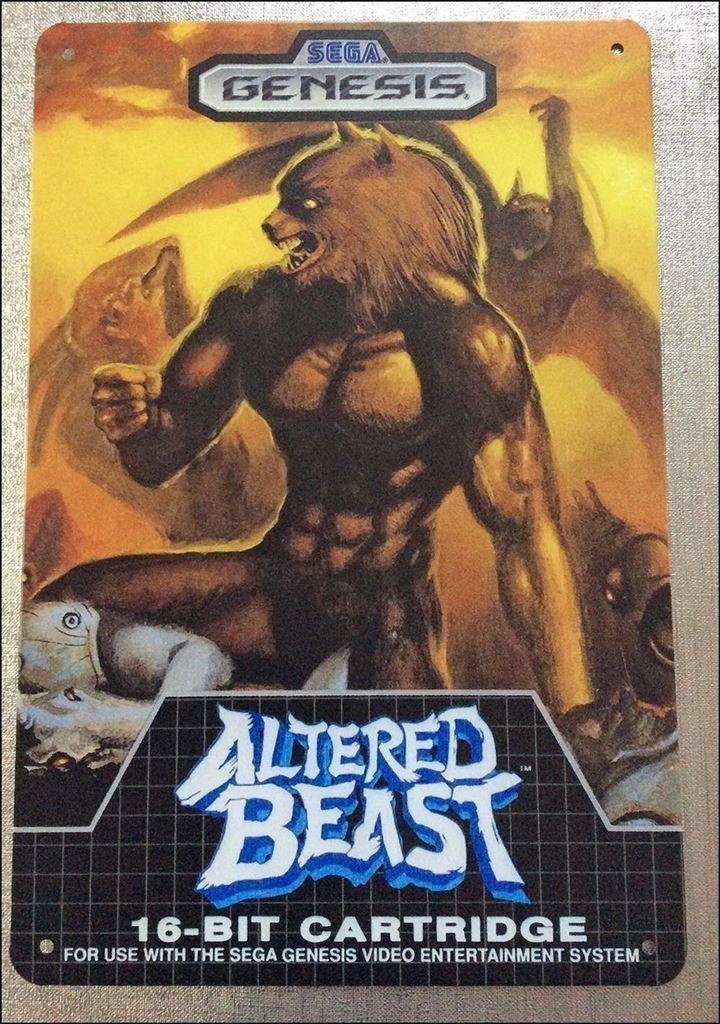 Metalen Wandbord ALTERED BEAST SEGA Megadrive retro, Spelcomputers en Games, Spelcomputers | Sega, Nieuw, Overige modellen, Met 1 controller