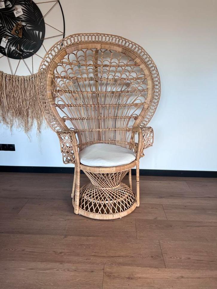 Pauwenstoel Rotan Natuurlijk - Prachtige Stoel, Huis en Inrichting, Stoelen, Zo goed als nieuw, Eén, Riet of Rotan, Bruin, Ophalen