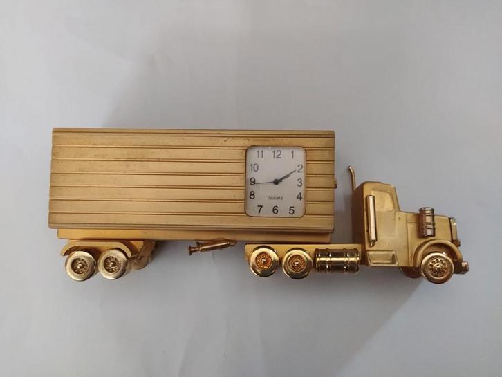 Goud Vergulde Vrachtwagen Klok - Verzamelobject, Antiek en Kunst, Antiek | Klokken, Ophalen