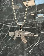 Prachtige 925 zilveren balketting met AK-47, Ophalen of Verzenden, Zilver