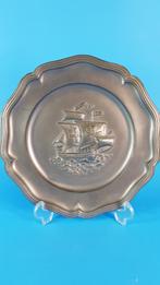 Tinnen wandbord, engeltjestin, 23 cm, schip. 7A4, Antiek en Kunst, Antiek | Tin, Ophalen of Verzenden