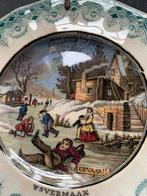 Antiek Maastrichts Aardewerk Bordje  - Wintertafereel, Ophalen of Verzenden