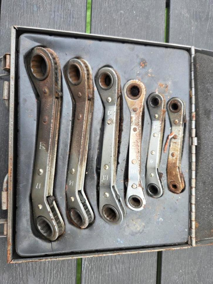 Set Ratelsleutels in Metalen Koffer, Doe-het-zelf en Verbouw, Gereedschap | Handgereedschap, Gebruikt, Ophalen of Verzenden