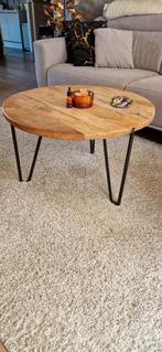 Ronde nangohouten salontafel splinz, Ophalen, 50 tot 100 cm, Rond, 50 tot 100 cm