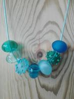 ketting met handgemaakte holle lampwork glaskralen, Nieuw, Overige materialen, Blauw, Ophalen of Verzenden