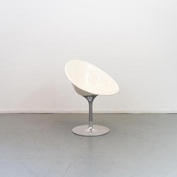 1x Kartell Eros 4835 Draaibare Kuipstoel Wit - Chroom beschikbaar voor biedingen