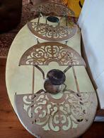 Twee brocante rechauds,uitschuifbare warmhouder,theelicht, Ophalen of Verzenden