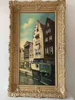Dick Groen - Grachtenpand Schilderij, Klassiek, Olieverf, Antiek en Kunst, Kunst | Schilderijen | Klassiek, Ophalen