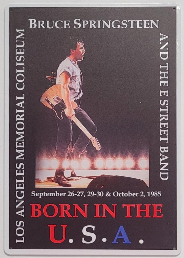Bruce Springsteen born in the USA reclamebord van metaal, Verzamelen, Muziek, Artiesten en Beroemdheden, Nieuw, Foto of Kaart