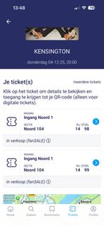 2 Concertkaartjes Kensington 4 december Ziggo Dome 75 euro, Tickets en Kaartjes, Twee personen, December