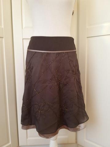 Steps nieuwe taupe bruine kraaltjes mini rok, maat 38 M beschikbaar voor biedingen
