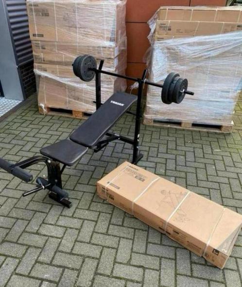 Verstelbare Halterbank + Barbel 20kg Gewichten , nieuw,, Sport en Fitness, Fitnessmaterialen, Nieuw, Fitnessbank, Ophalen