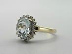 Gouden Vintage ring edelsteen aquamarijn en diamant.2025/482