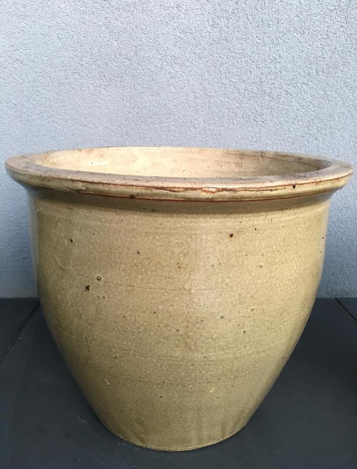 Oud Hollandse kwaliteit terracotta bloempotten beige glazuur, Tuin en Terras, Bloempotten, Zo goed als nieuw, Terracotta, Binnen