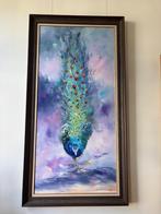 Peacock door Jiang He - Een Olieverfschilderij, Ophalen of Verzenden