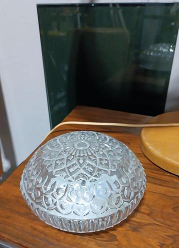 Vintage glazen plafondlamp, rond beschikbaar voor biedingen