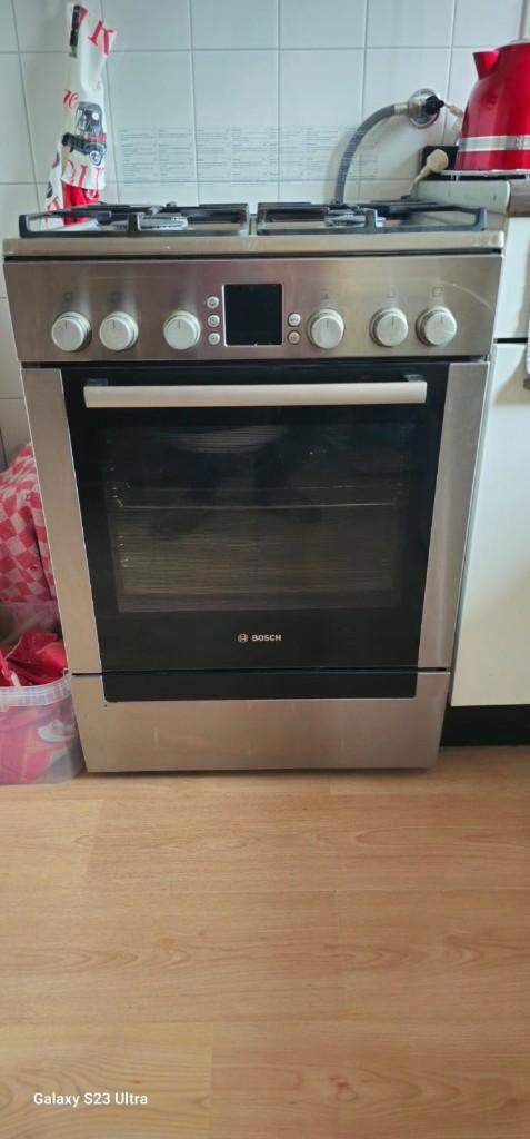 Gasfornuis met elektrische oven - 4 pits, Witgoed en Apparatuur, Fornuizen, Zo goed als nieuw, Vrijstaand, Gas, 4 kookzones, 85 tot 90 cm