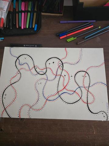 Abstracte Fijnlijner Kunst op A3 beschikbaar voor biedingen