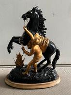 Antiek paard met ruiter beeld, Ophalen of Verzenden