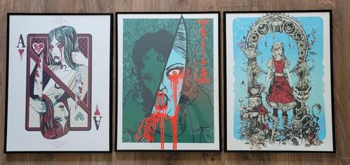 3 Posters in lijst Angryblue Alice James Flames (Halloween), Verzamelen, Posters, Zo goed als nieuw, Film en Tv, A1 t/m A3, Rechthoekig Staand