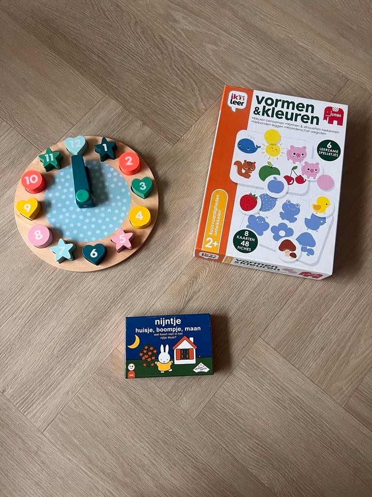 Leuke peuter spelletjes: Nijntje, vormen en kleuren, klok, Kinderen en Baby's, Ophalen, Zo goed als nieuw, Puzzelen