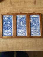 Vintage set van 3 delfsblauwe tegeltjes, Antiek en Kunst, Antiek | Wandborden en Tegels, Ophalen