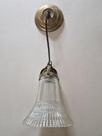 Antieke jaren 40 helder persglazen hanglamp., Antiek en Kunst, Antiek | Lampen, Ophalen of Verzenden