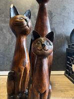 Houten Poezen beelden in 1 koop, Ophalen of Verzenden, Gebruikt