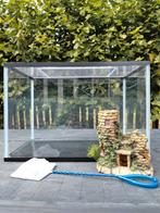 Aquarium met deksel, kasteel en netje, Ophalen, Gebruikt, Leeg aquarium