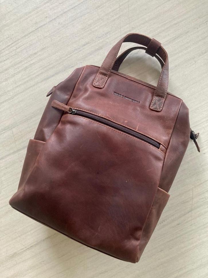 LEREN RUGZAK, Sieraden, Tassen en Uiterlijk, Tassen | Rugtassen, Zo goed als nieuw, Overige merken, 25 tot 40 cm, 45 tot 60 cm