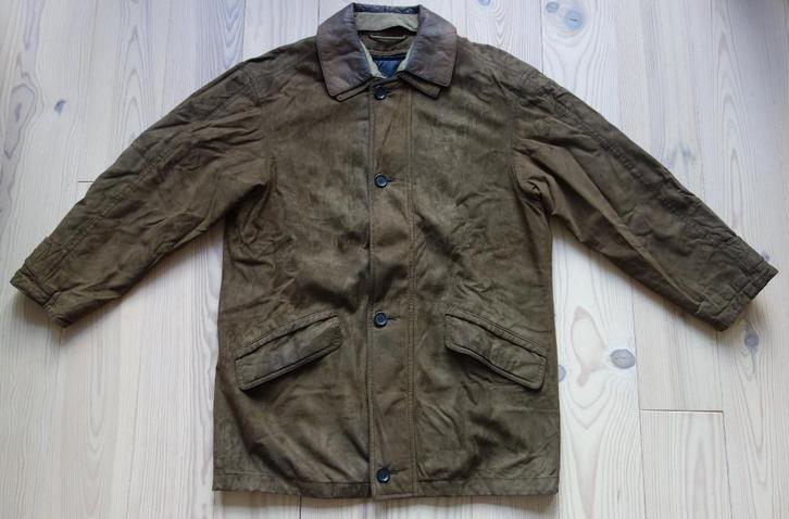 Warme bruin leren/ suede jas van BSM (Amaretta), Kleding | Heren, Jassen | Winter, Zo goed als nieuw, Maat 46 (S) of kleiner, Bruin