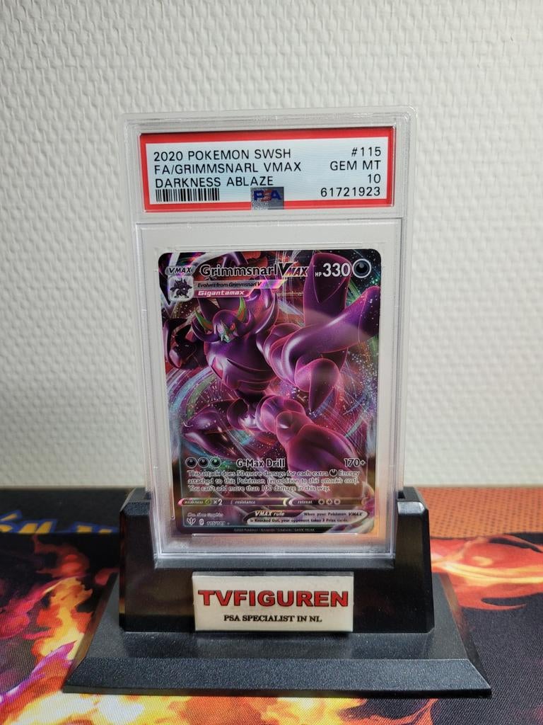 Grimmsnarl VMAX #115 PSA 10 - Darkness Ablaze Pokemon kaart, Ophalen of Verzenden, Zo goed als nieuw, Losse kaart, Foil