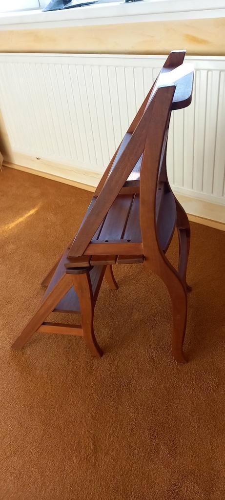 Houten Trapstoel / Bibliotheekstoel, Huis en Inrichting, Stoelen, Gebruikt, Eén, Hout, Bruin, Ophalen