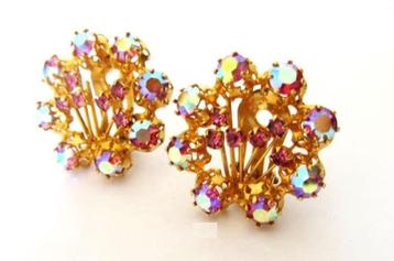 Prachtige Vintage oorbellen clips regenboog Aurora Borealis beschikbaar voor biedingen