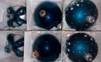 6 glazen kerstballen nachtblauw / zilver 27 jaar oud geldr, Diversen, Kerst, Ophalen of Verzenden, Zo goed als nieuw