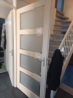 Massief hout binnendeur met melkglas 93x210, Doe-het-zelf en Verbouw, Ophalen, Hout, Binnendeur, 200 tot 215 cm