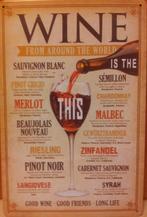 Wine around the world wijn reclamebord van metaal wandbord, Nieuw, Ophalen of Verzenden