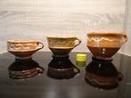 Drie testjes met slibversiering 18e eeuw - bodemvondsten, Antiek en Kunst, Antiek | Keramiek en Aardewerk, Ophalen of Verzenden